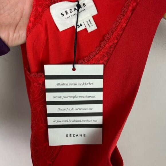 NWT Sezane ROne Sizealie Shift Dress Coral Red New With Tags Minimalist French S - Picture 4 of 13